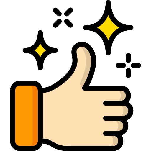 Image shows a thumbs up with stars