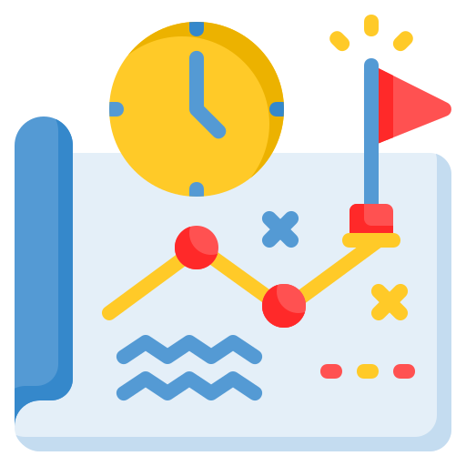 Image of a clock and career milestones leading to a Flag