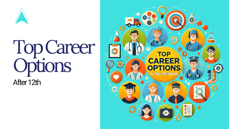 Image shows icons of top career options that students can pursue after 12th class